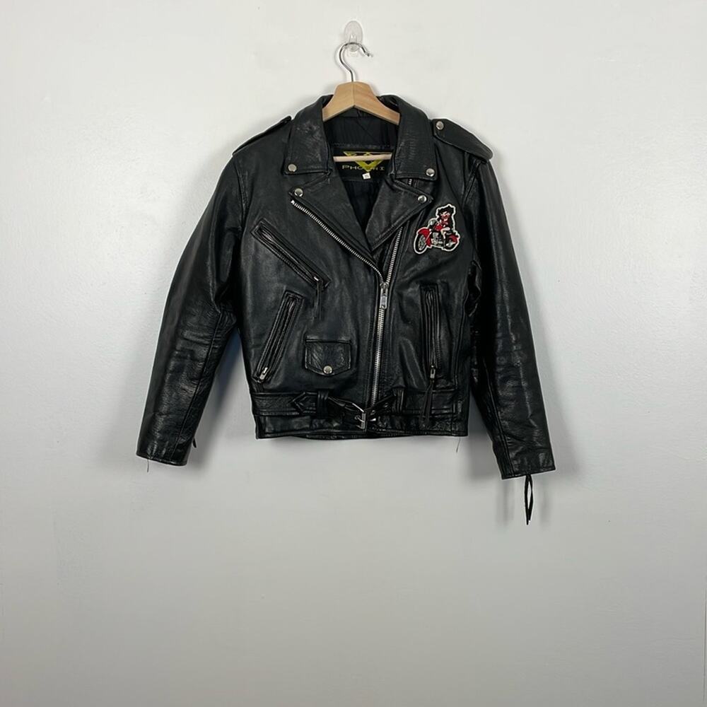 Harley Davidson Phoenix Motorcycle Leather Blend Women Jacket Size 8 Zip closure